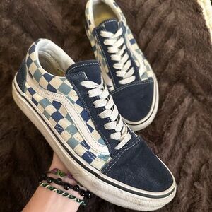 Blue and white checkered vans